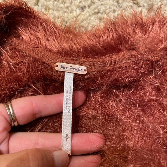 Free People Women’s Fuzzy Duster Plum Size Small Open Cardigan Long Sleeve - Picture 7 of 9